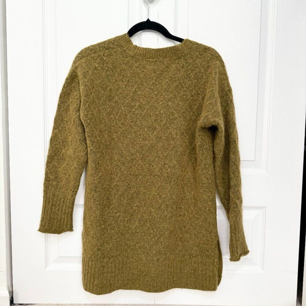 Women Fatface V Neck Alpaca Wool Blend Sacha Longline Jumper Dark Mustard Size 4 - Picture 3 of 9
